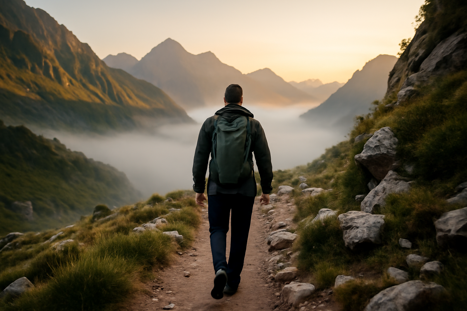 randonnée rapide dans le Parc national des Pyrénées avec un sac à dos