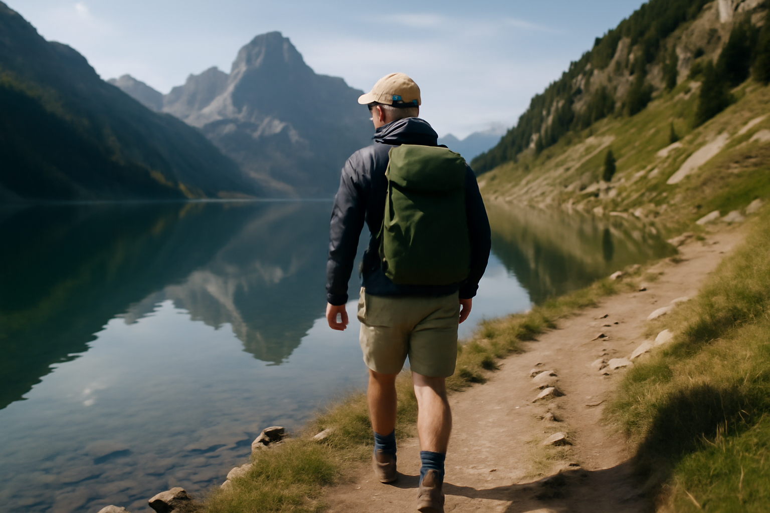 chemin de randonnée au bord d’un lac dans les Hautes-Pyrénées