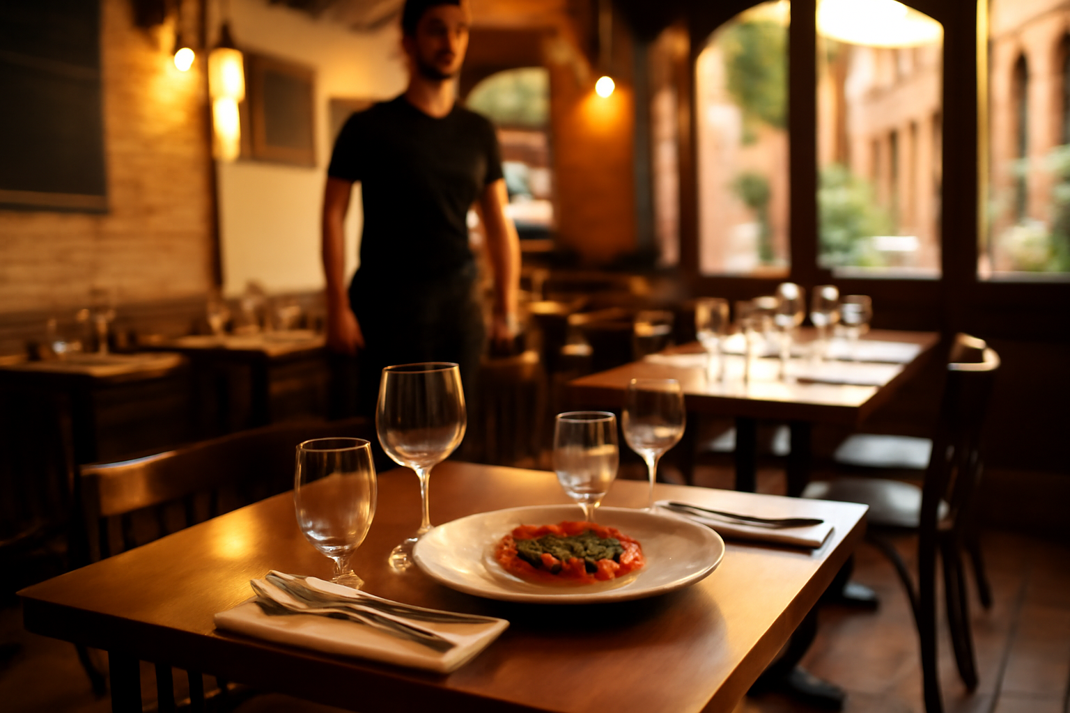 gram's toulouse restaurant cuisine française raffinée à Toulouse Saint-Aubin, salle lumineuse et dressage de table