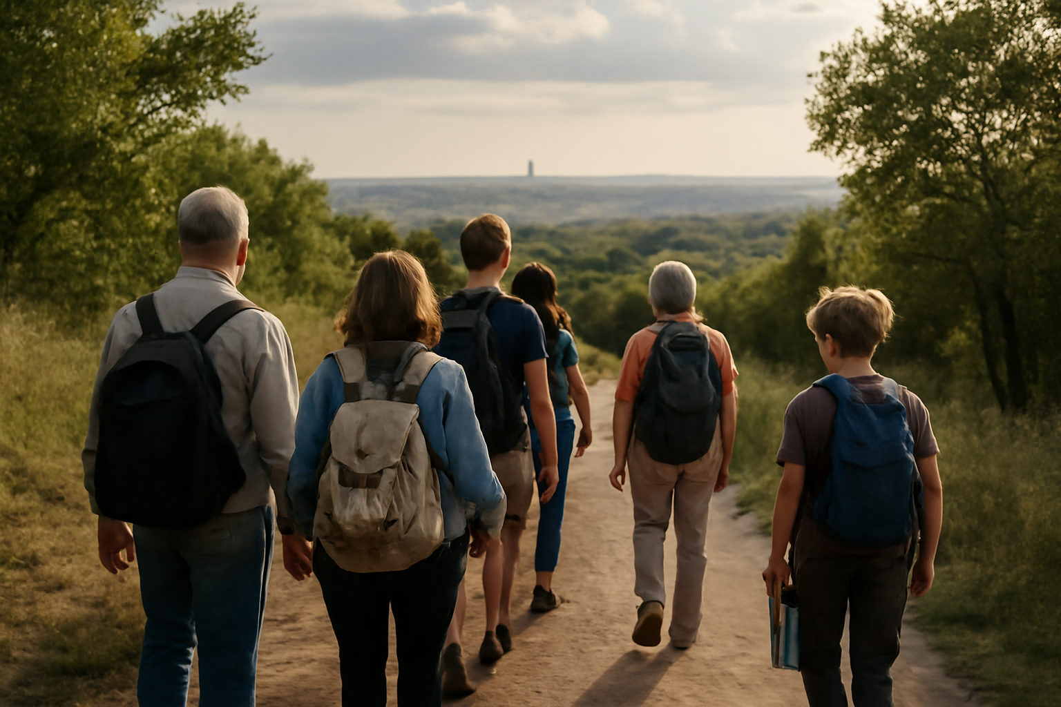 Vue depuis pech david sur Toulouse et la Garonne avec un groupe en promenade