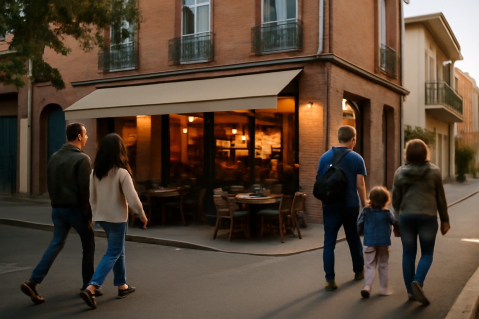 Rangueil restaurant à Toulouse, terrasse et entrée de restaurant en journée