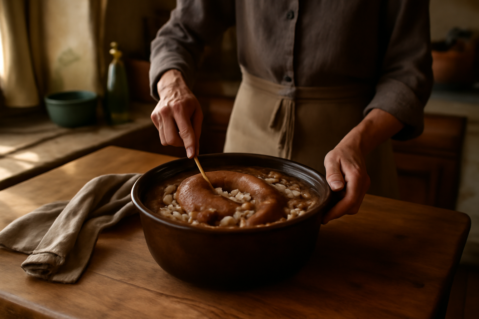 recette cassoulet toulousain dans une cassole en fonte, cuisine familiale à Toulouse