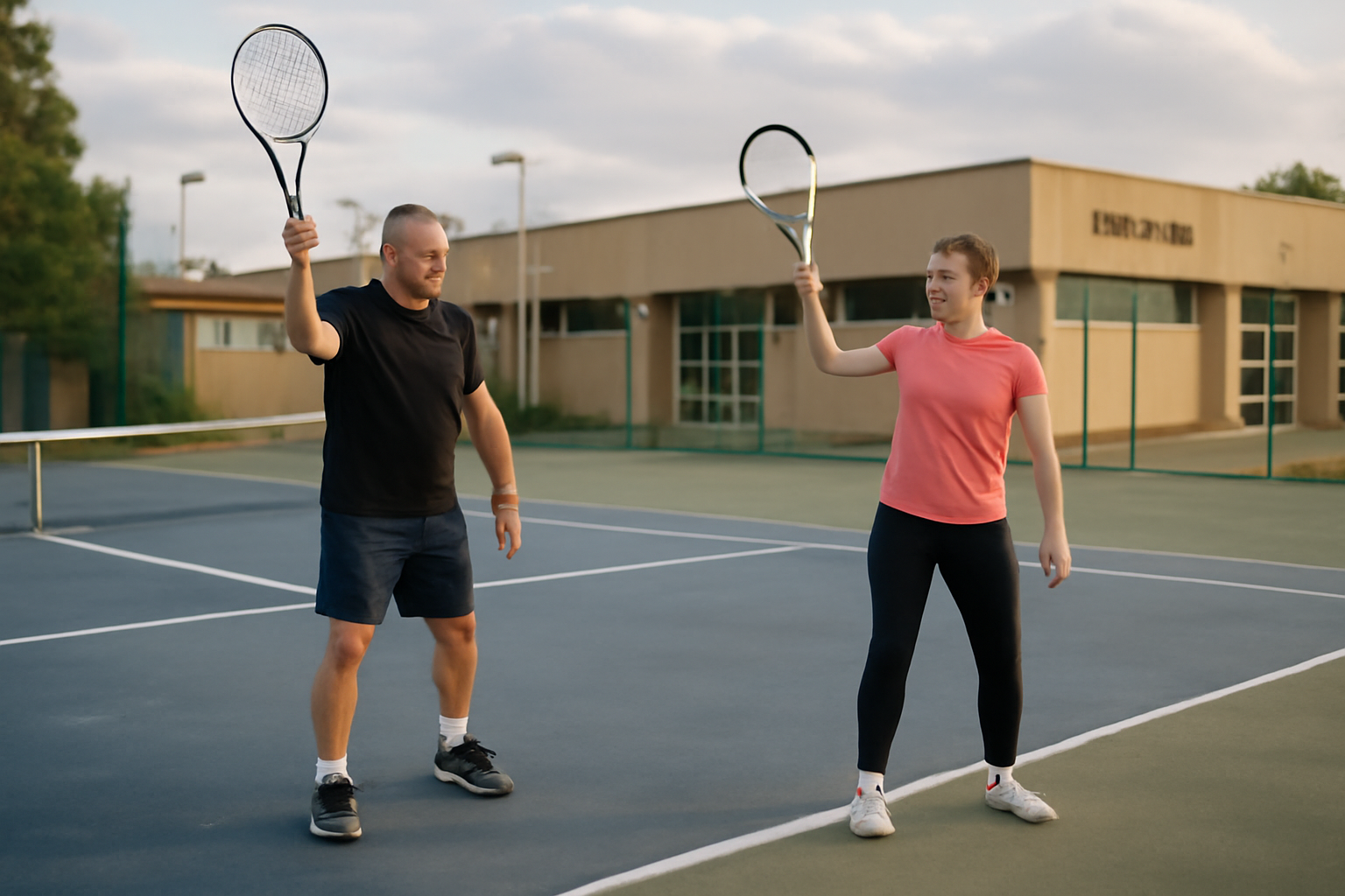 Terrain de tennis libre accès autour de moi : court extérieur près d’un équipement à Toulouse, à la lumière du soir