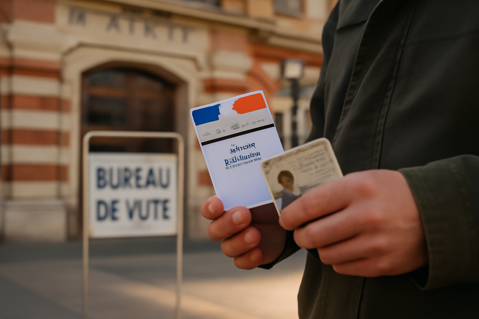 Carte électorale et bureau de vote à Toulouse, vérification d’un électeur devant un guichet