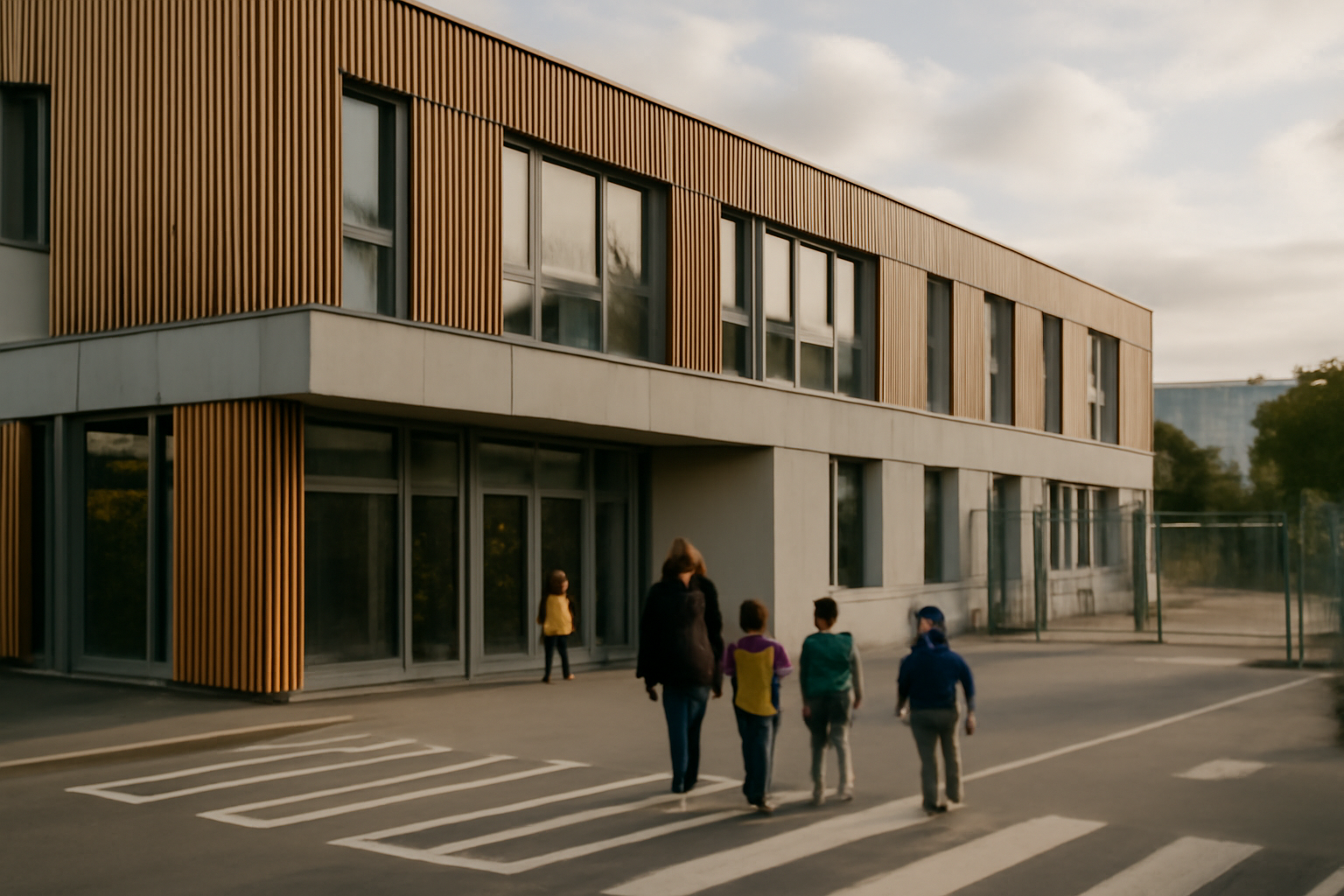 École Joséphine Baker à Nantes sur l’Île de Nantes, entrée et aménagements extérieurs