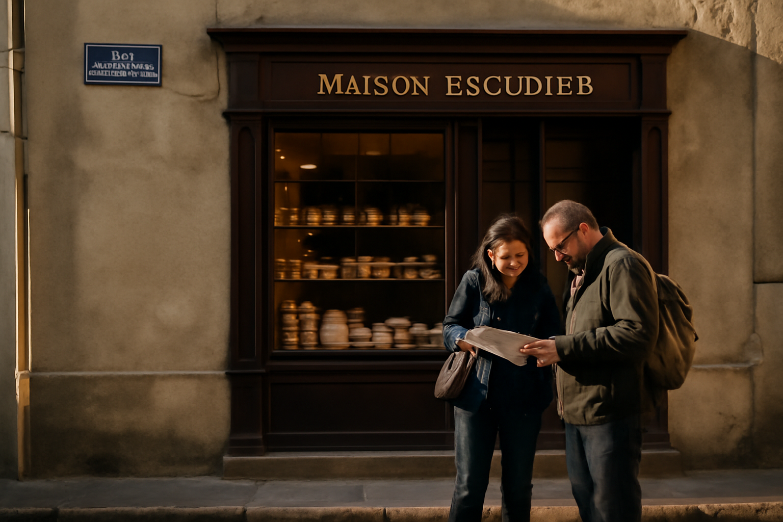 Maison Escudier à Castelnaudary, rue de Dunkerque, vitrine et produits artisanaux