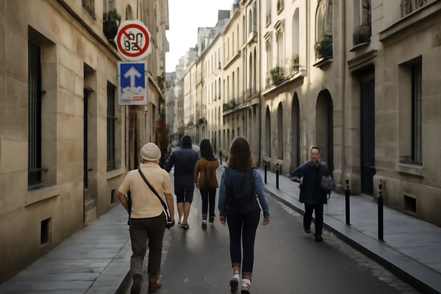 Rue des Carmes à Paris (5e), quartier de la Sorbonne, vue de rue avec passants et façades