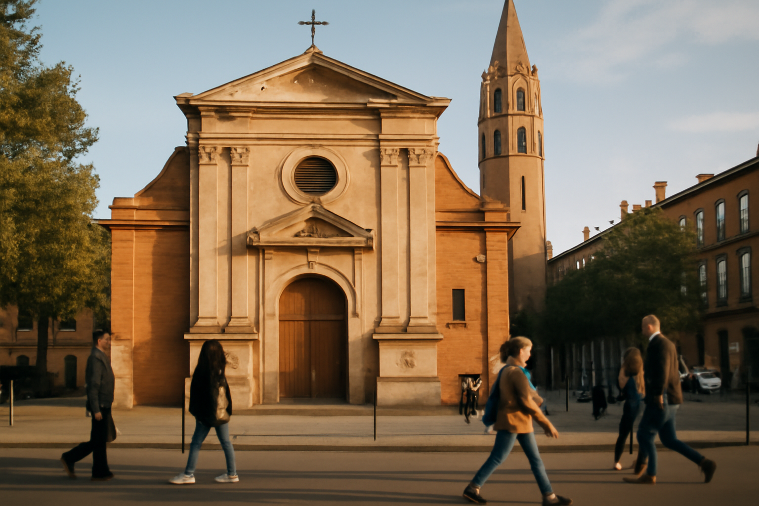 Temple du salin à Toulouse sur la place du Salin, façade historique au soleil