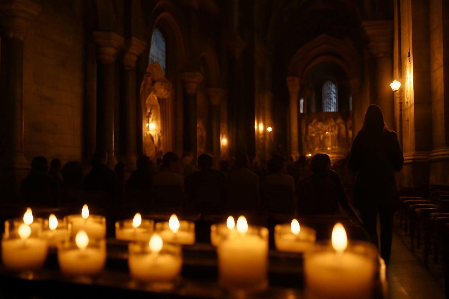 Candlelight concert Lyon à la Basilique Notre-Dame de Fourvière, bougies et public le soir