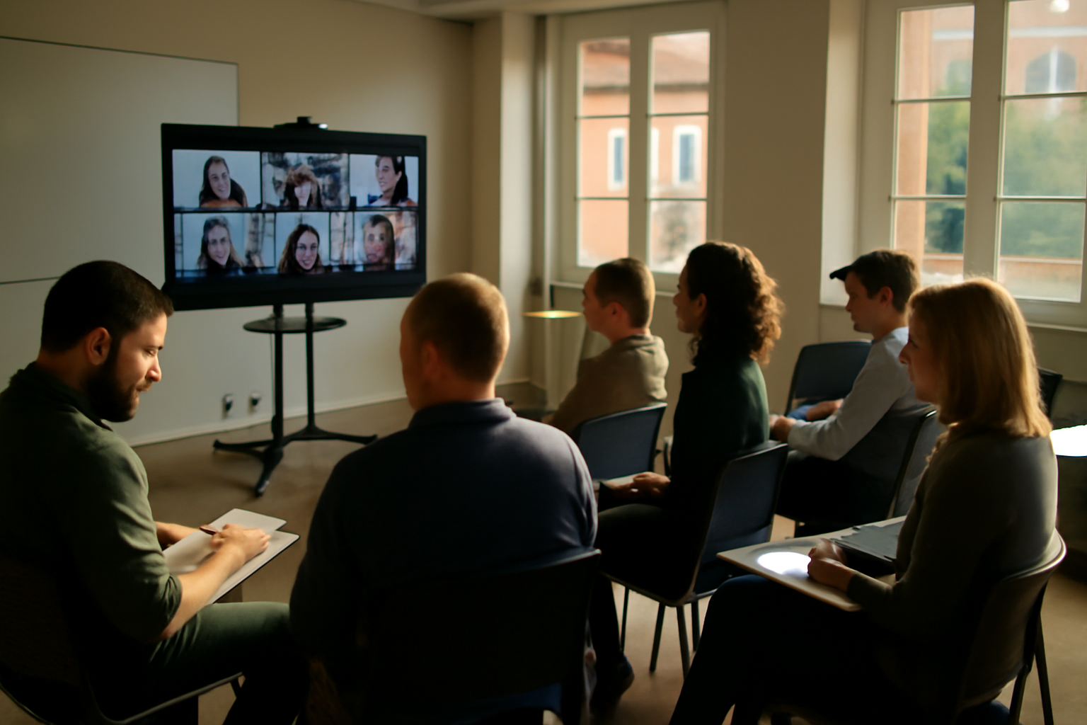Formation tuteur service civique à Toulouse : un formateur et des tuteurs autour d’un ordinateur portable en visioconférence