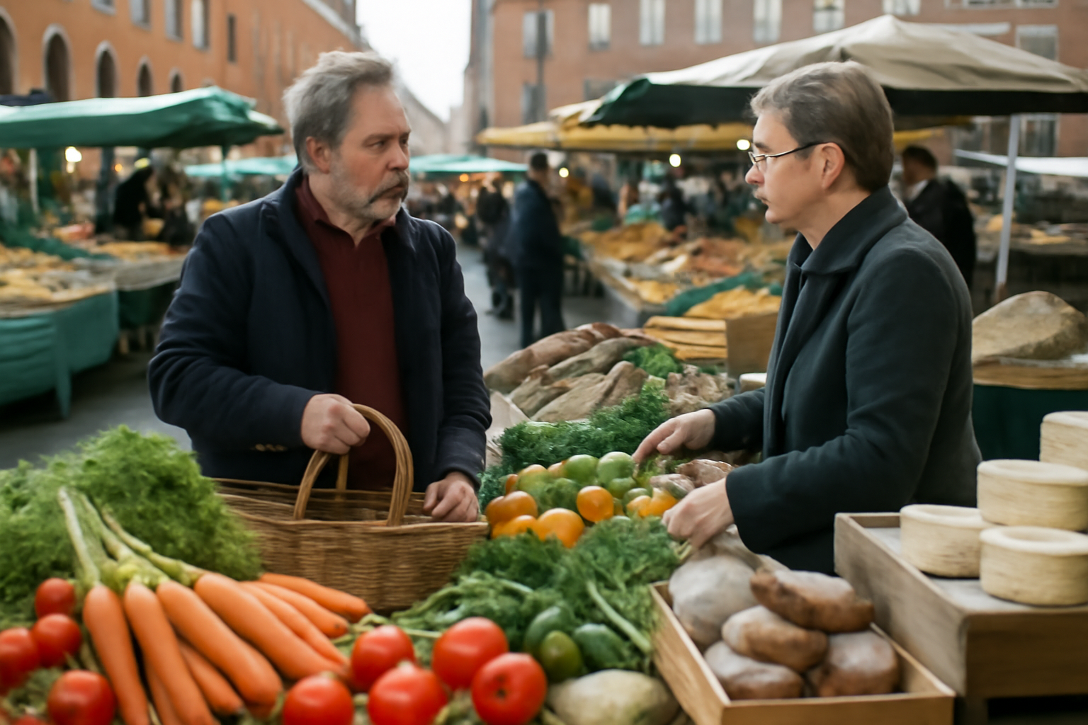 Jour de marché Toulouse : étals de produits frais sur un marché toulousain le matin