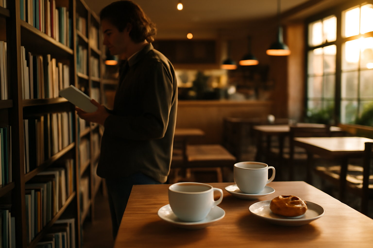 Librairie salon de thé à Toulouse : rayonnages de livres et tables pour déguster un thé
