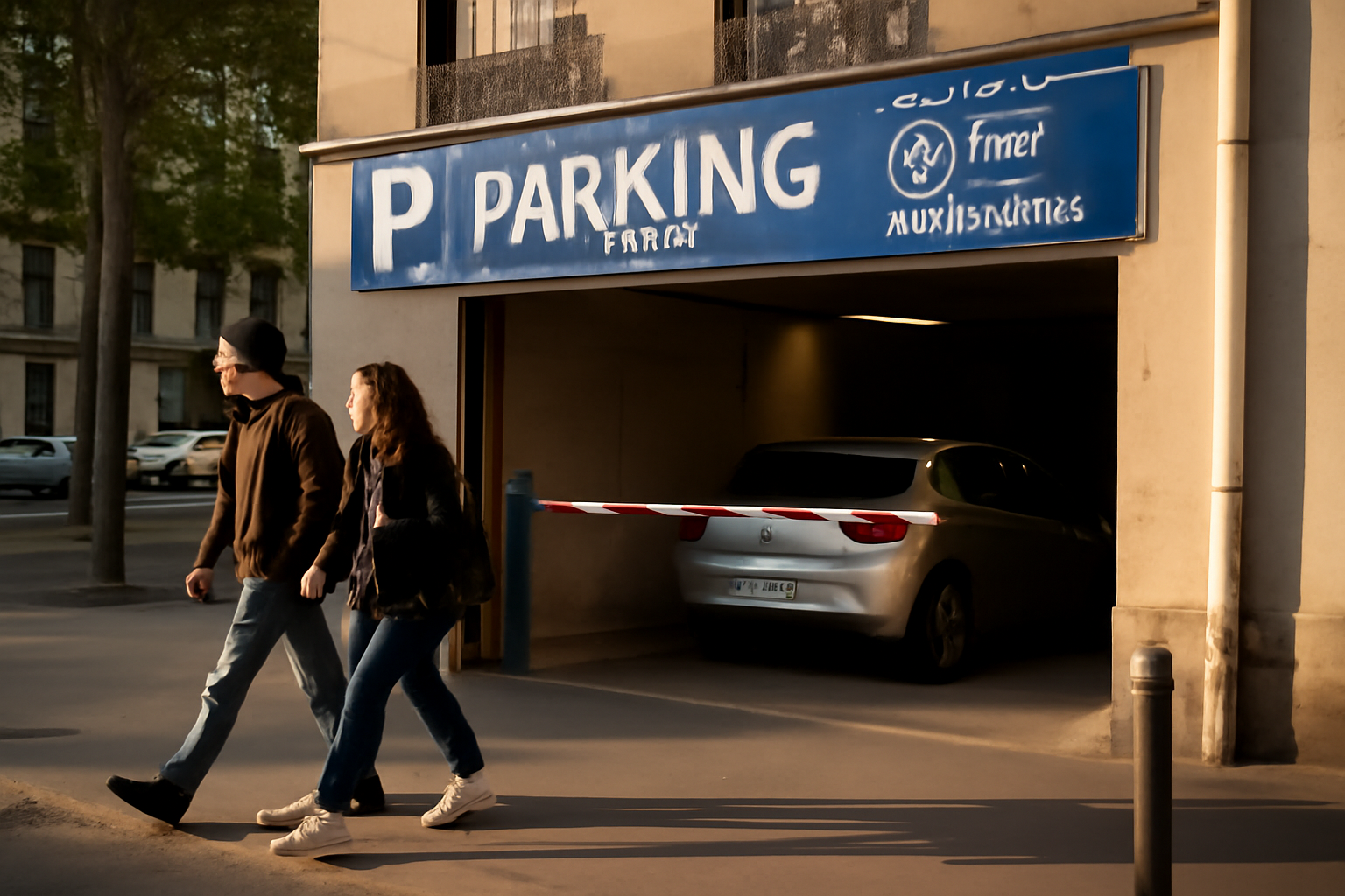 Parking place Jean Jaurès à Paris : entrée de parking privé et signalétique