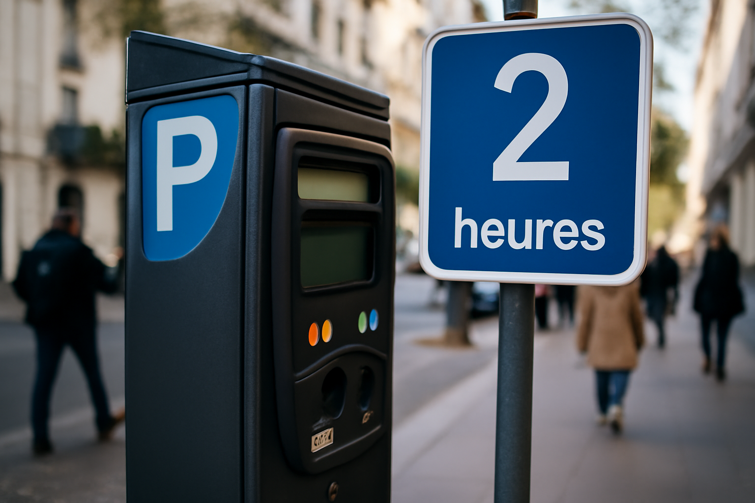 Horodateur et panneau de stationnement à Paris près du secteur Jean Jaurès