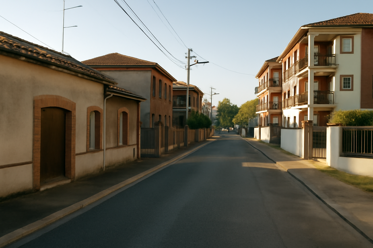 Saint Martin du Touch à Toulouse : rue résidentielle et lumière du matin
