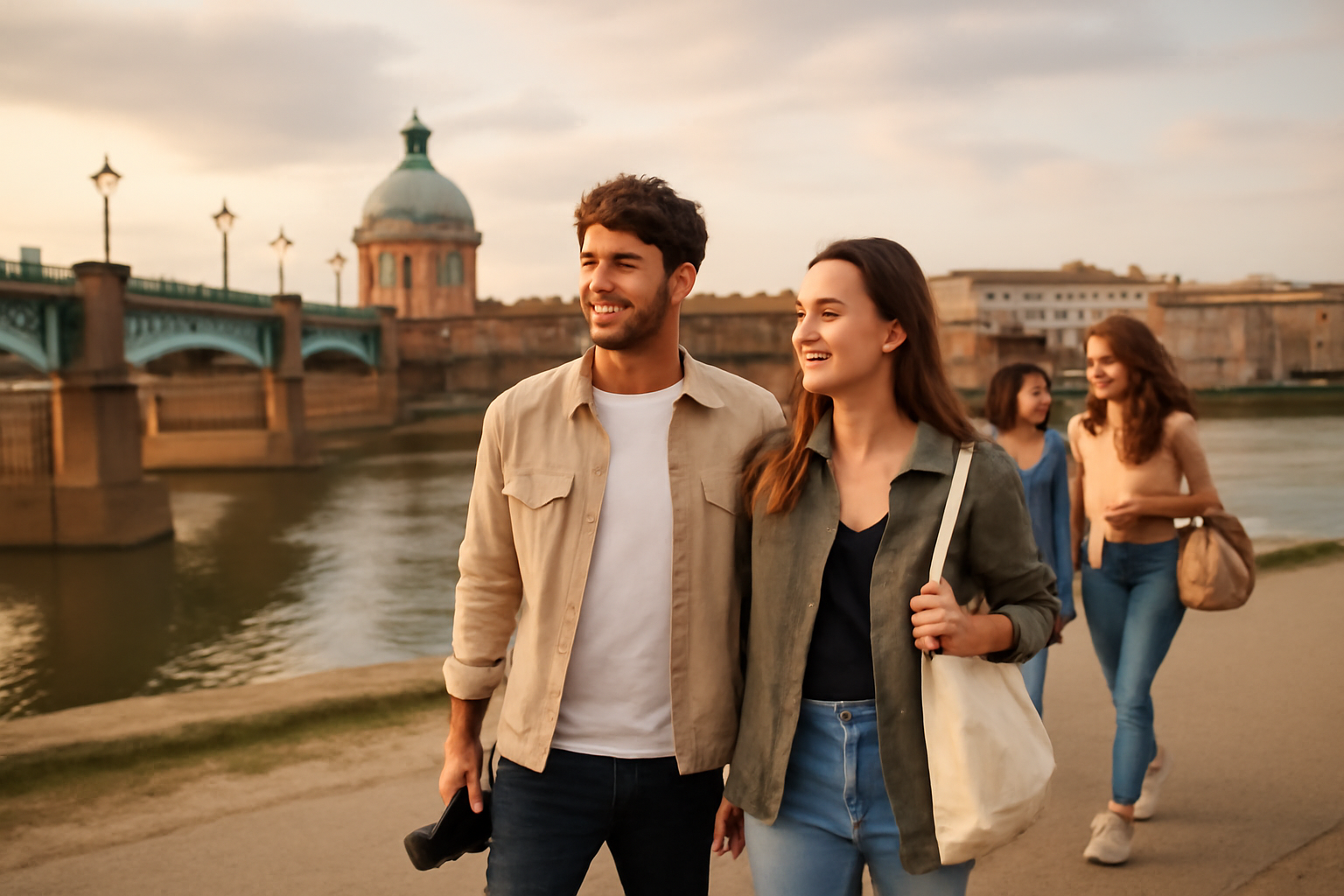 Que faire à Toulouse ce week-end gratuit : balade dans le centre de Toulouse près de la Garonne, lumière de fin d’après-midi