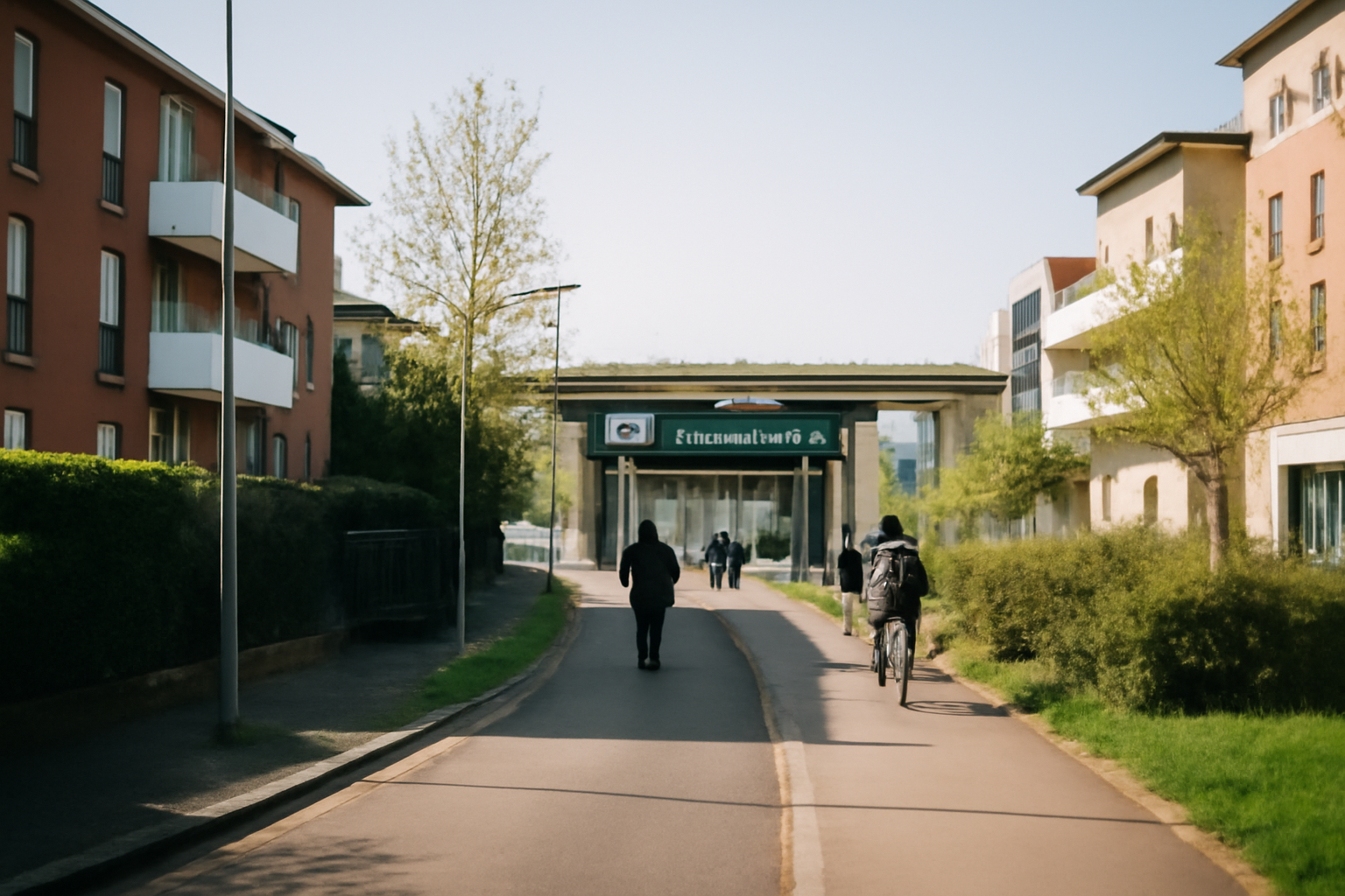 Vue réaliste de Borderouge à Toulouse près du métro et du périphérique, ambiance urbaine au nord de la ville, lumière du matin