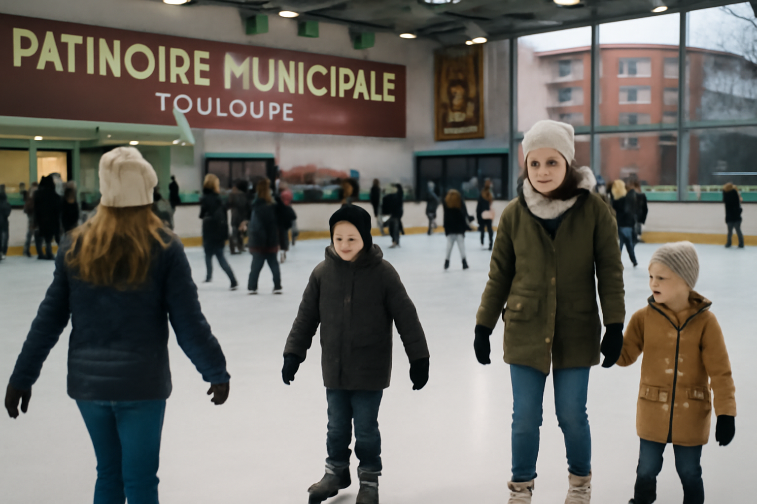 Patinoire Toulouse : patineurs sur la glace à Alex Jany près du métro des Argoulets, Toulouse