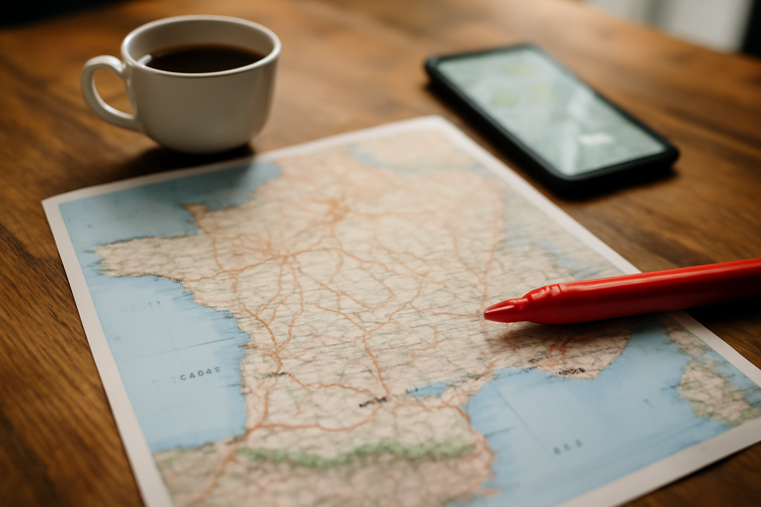 Toulouse sur la carte de la France, repères sud-ouest et Pyrénées vus sur une carte papier