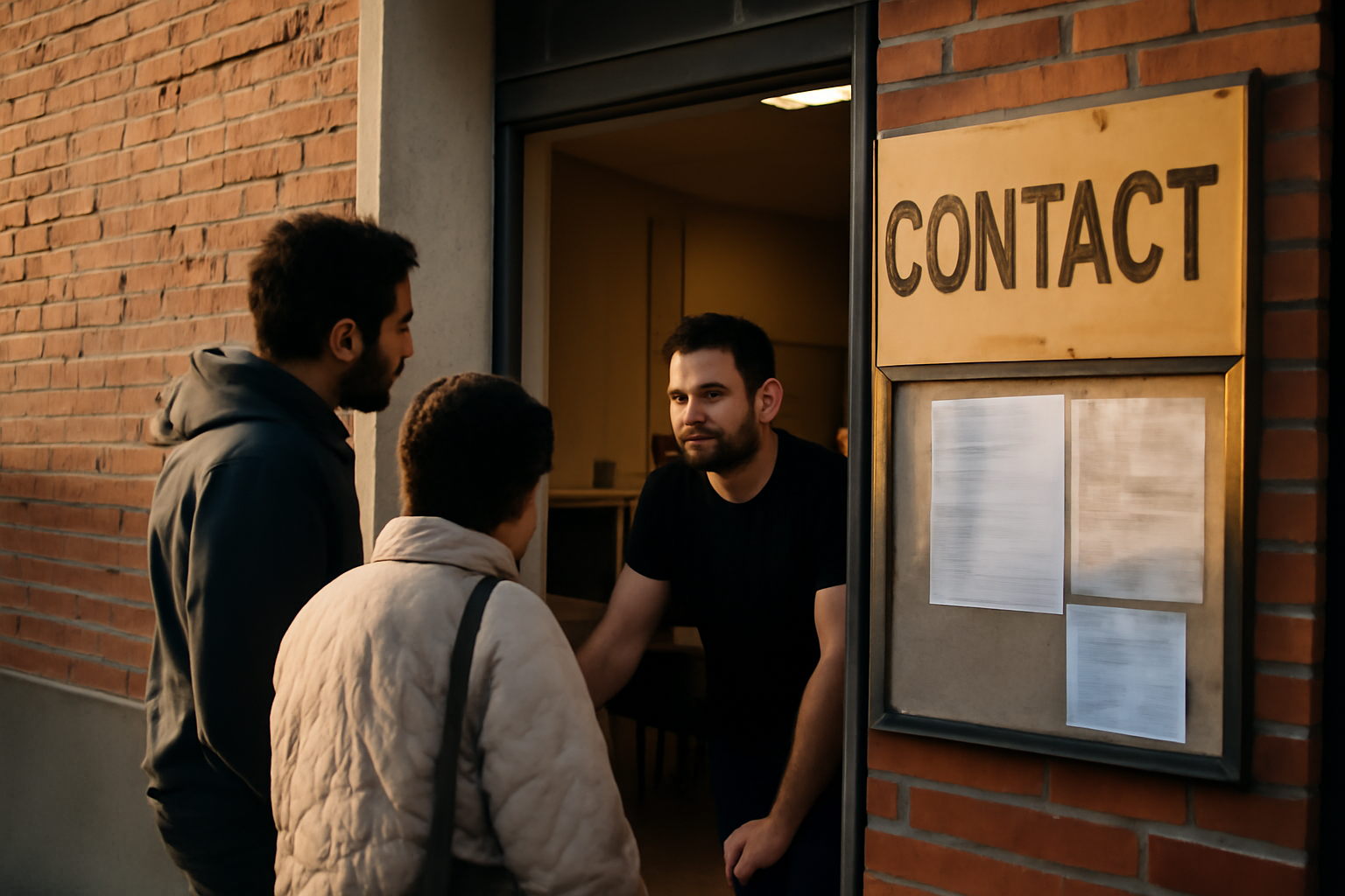 association partage faourette à Toulouse : accueil de quartier Faourette et Bordelongue, personnes échangeant devant une entrée