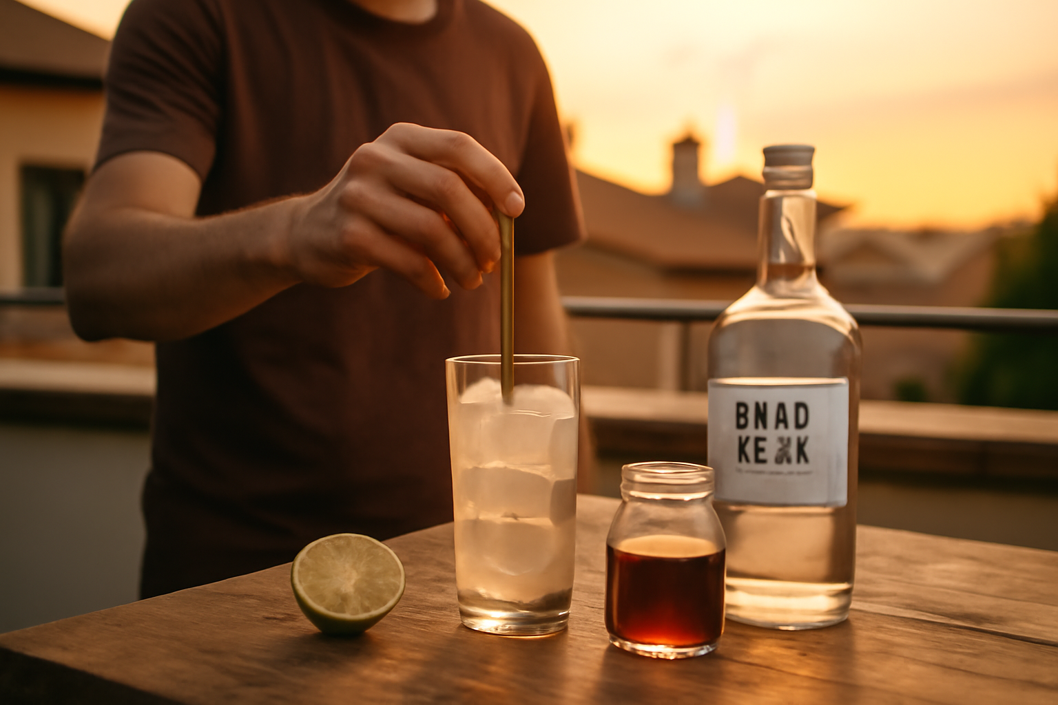 Cocktail base de rhum au citron vert sur une terrasse à Toulouse avec glace