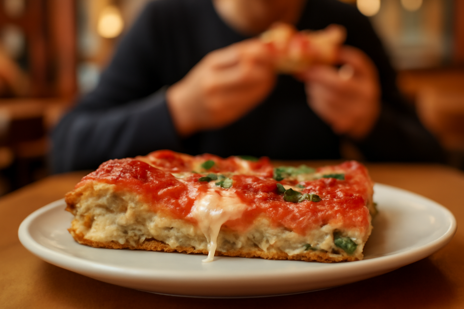 Photos de prima lova : pizza à la coupe avec croûte alvéolée et bords dorés