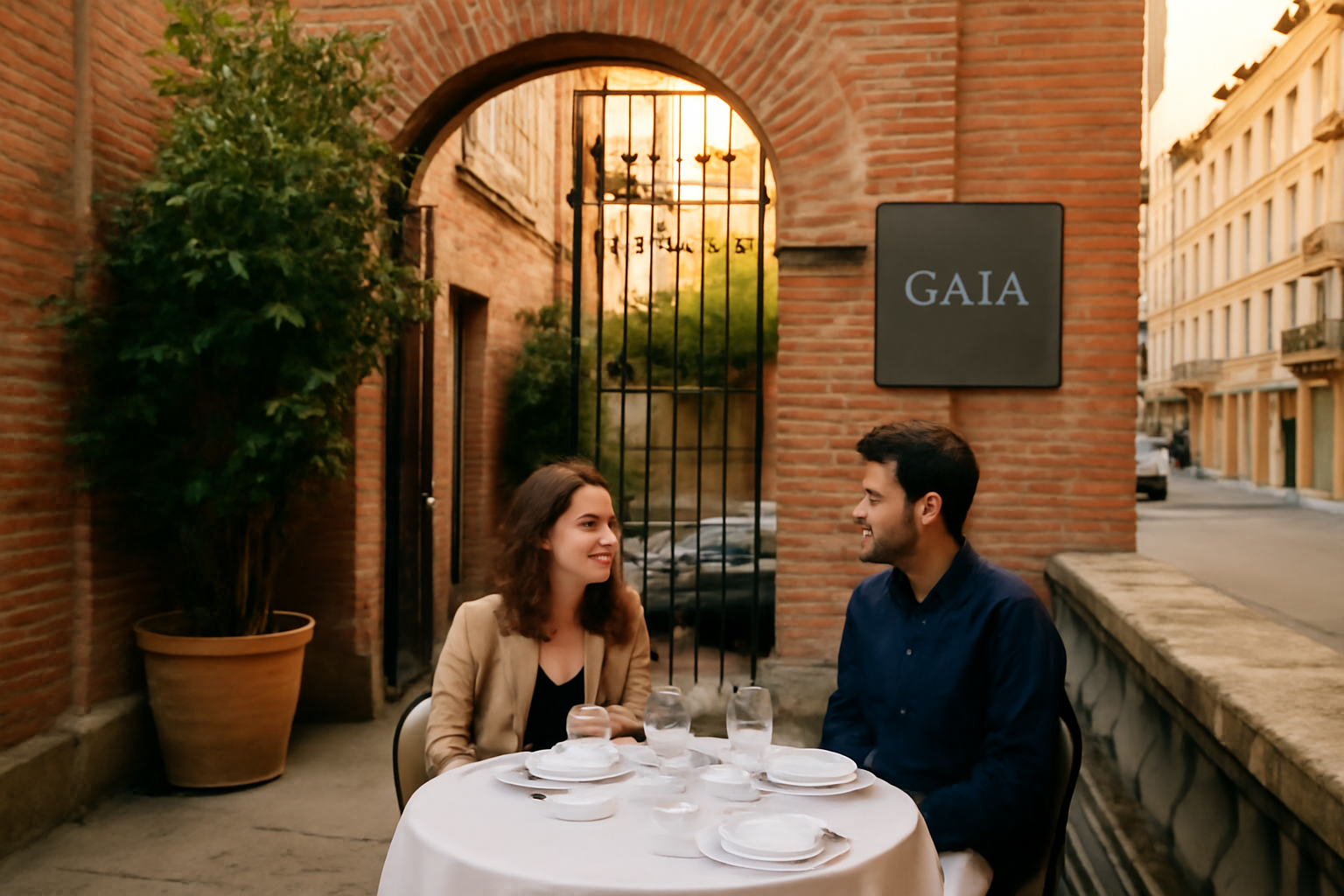 Terrasse du restaurant Gaïa d’Antoine Dupont à Toulouse rue Croix-Baragnon