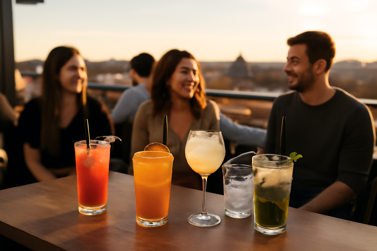 Cocktails au rooftop du Sangha Toulouse hôtel bar & rooftop avec ambiance urbaine