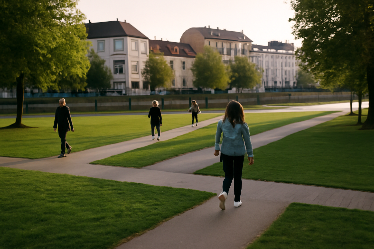 Square general de gaulle à Mulhouse, espace vert rectangulaire au bord du canal Rhin-Rhône