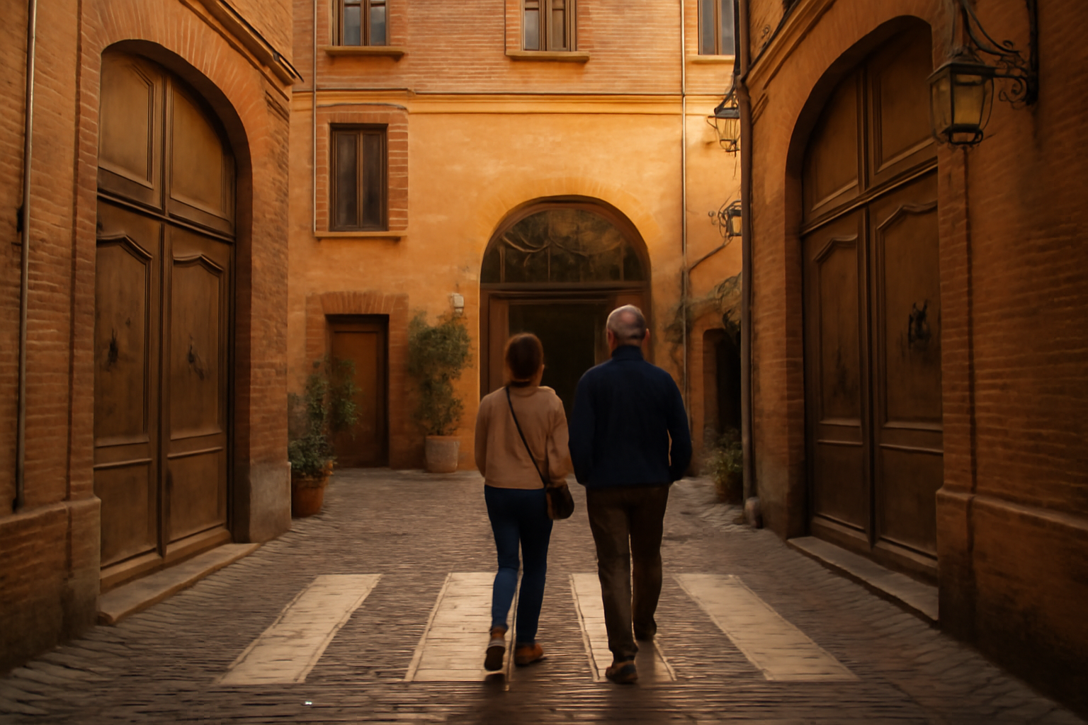 Passage discret du centre de Toulouse, ambiance toulouse secret à la lumière de fin d’après-midi