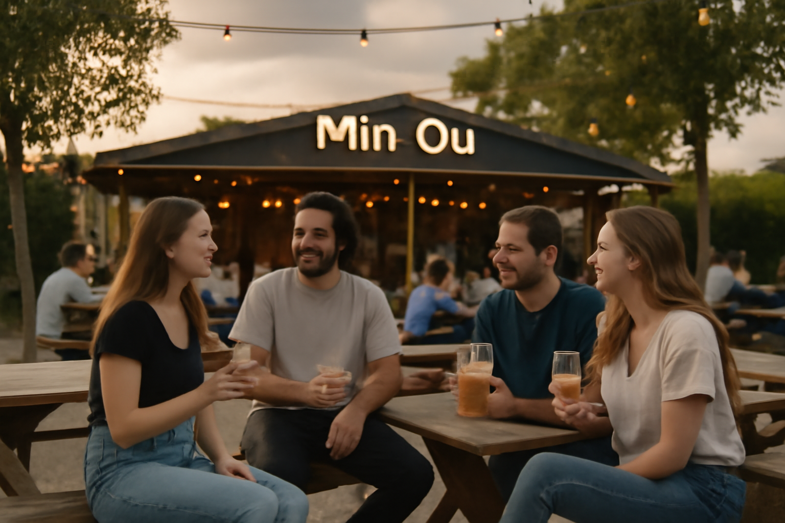Le minou Toulouse, guinguette Min-Ou du Grand Marché au MIN Toulouse Occitanie, ambiance apéro en soirée