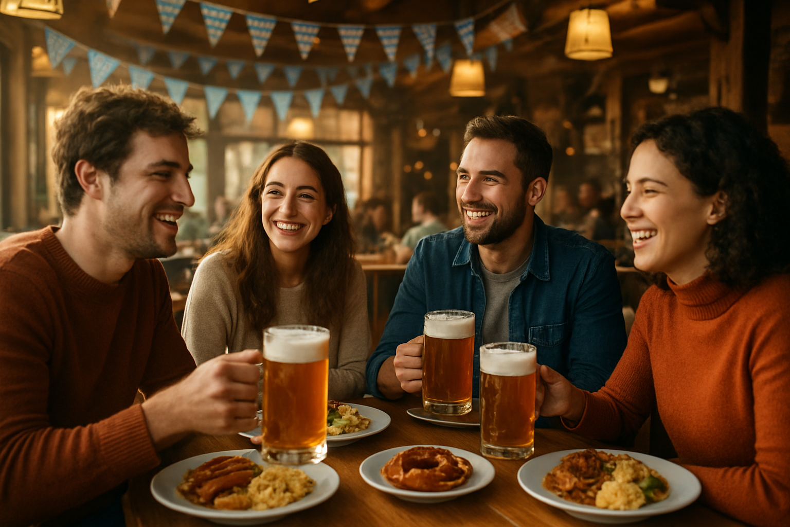 Oktoberfest toulouse : salle décorée aux couleurs bavaroises à Toulouse, bières et ambiance festive