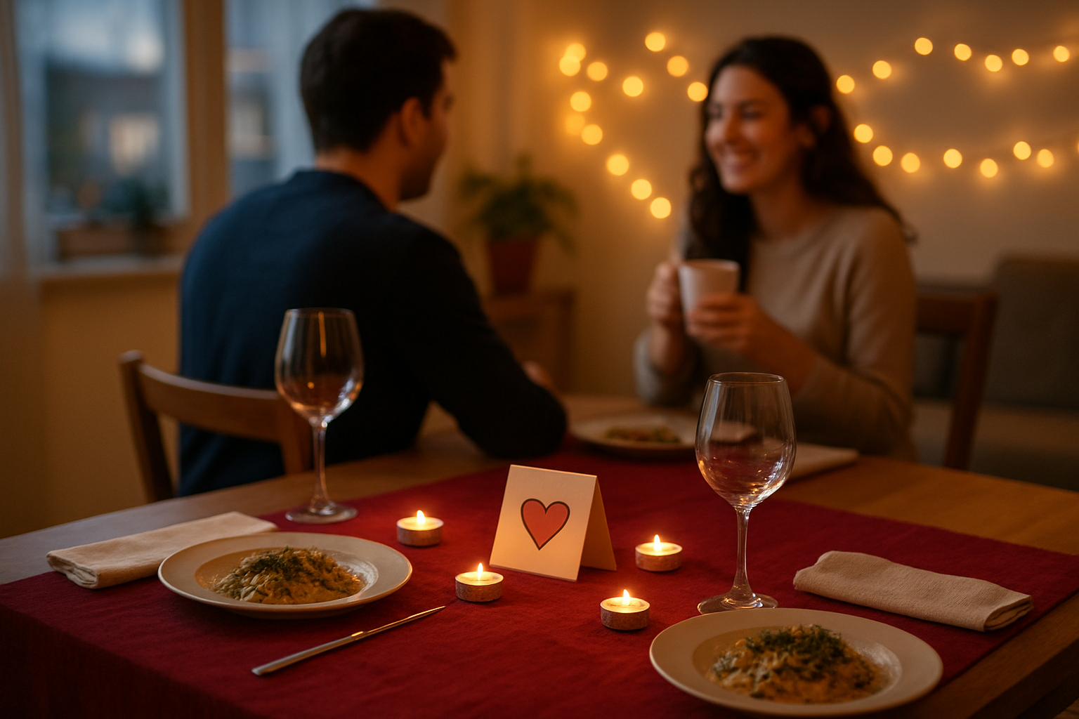 Lumière chaude et table romantique pour une soirée Saint-Valentin à Toulouse