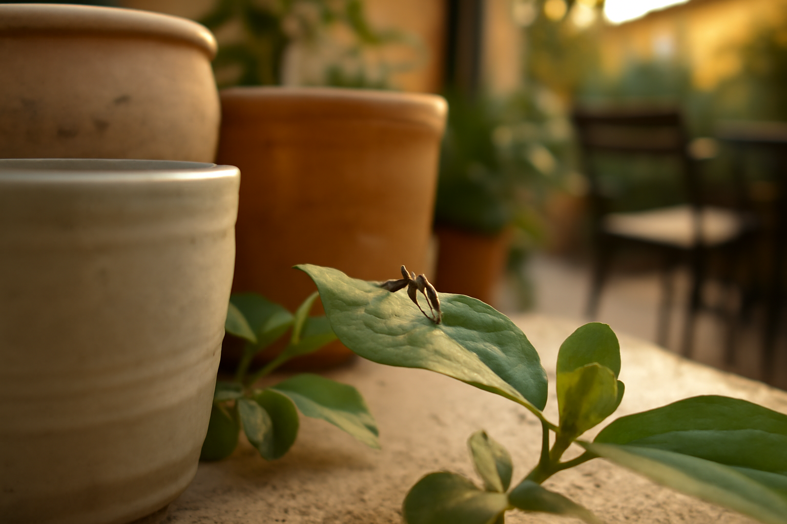 Moustique tigre (tiger mosquito france) rayé noir et blanc sur une feuille près d’une terrasse à Toulouse