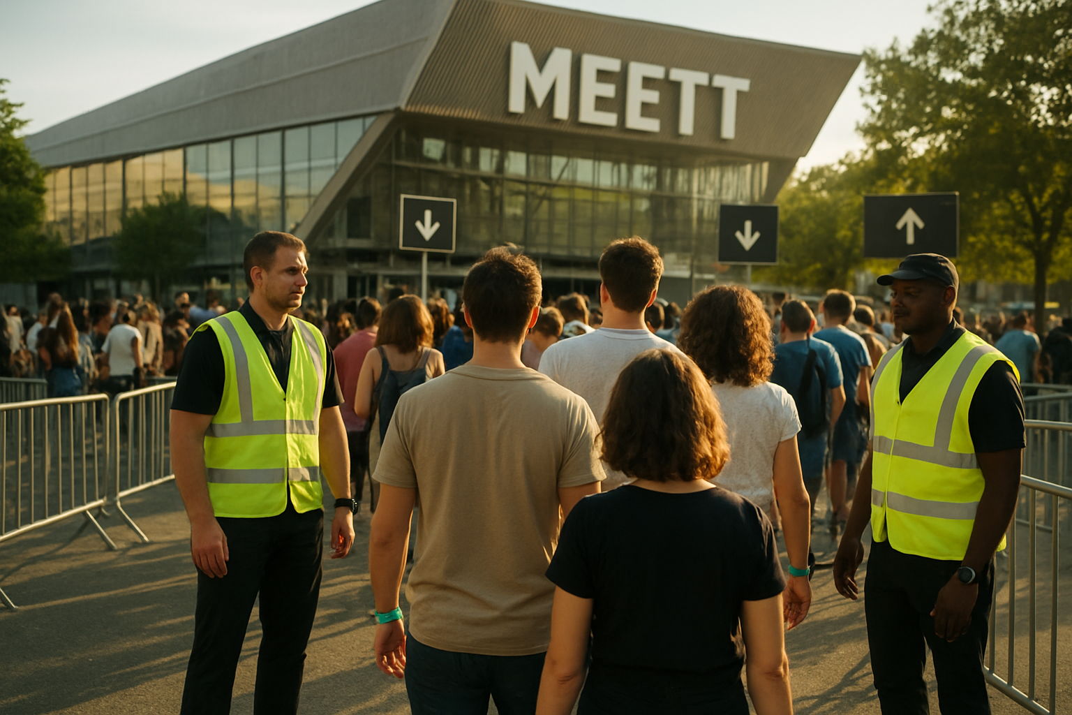 Entrée du MEETT à Toulouse pour le Rose Festival 2024, foule et contrôles en fin d’après-midi
